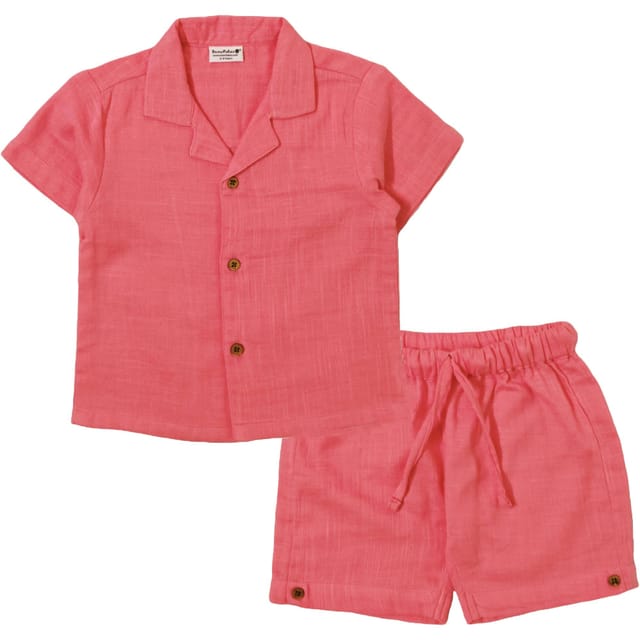 Snowflakes Unisex Slub Cotton, Co-Ord Set - Peach