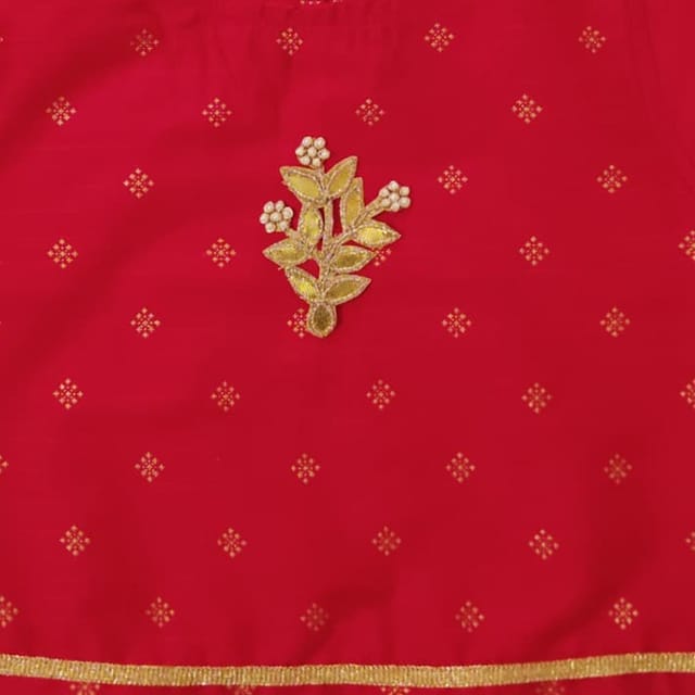 Snowflakes Girls' Lehenga Set , Rayon Fabric With Floral Prints - Orange & Mustard