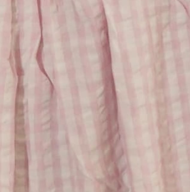 Snowflakes Girls' Short Sleeve, Cotton Checkered Fabric - Pink