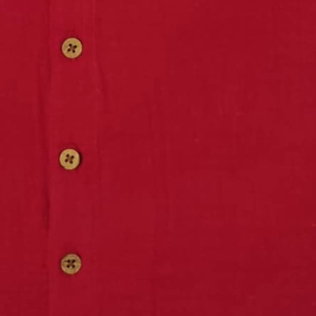 Snowflakes Boys Half Sleeve Double Gauze Fabric Solid Shirt - Red