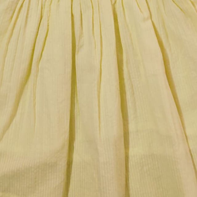 Snowflakes Girls' Short Sleeve, Peter Pan Collared, Solid Cotton Dress - Yellow