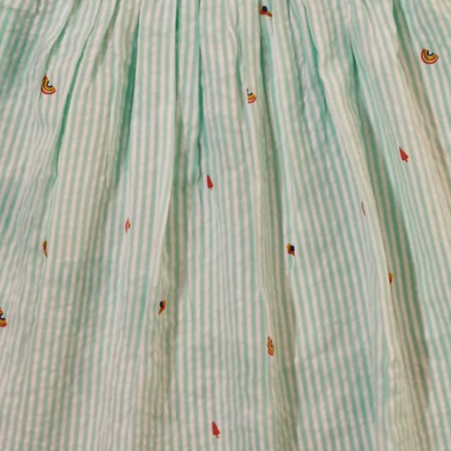 Snowflakes Girls' Short Sleeve, Peter Pan Collared, Solid Printed Dress - Pista Green