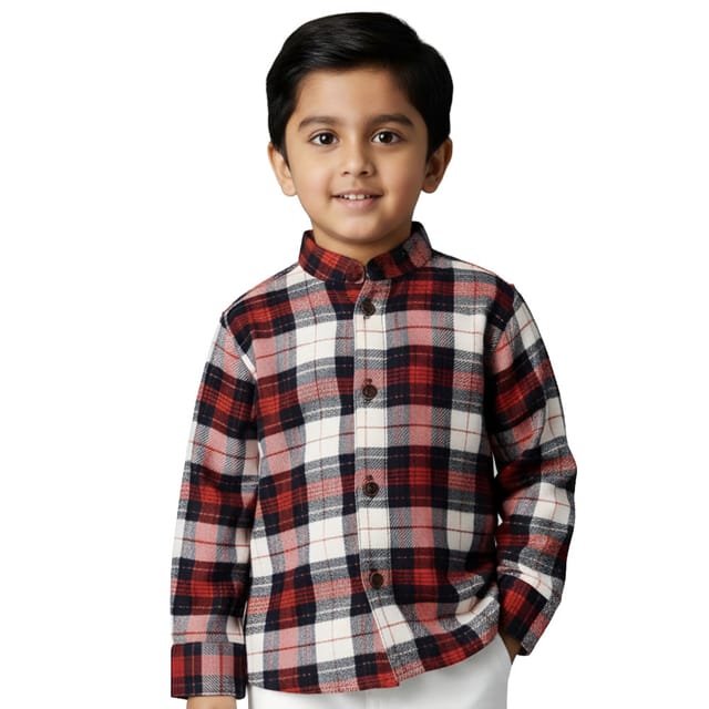 Snowflakes Full Sleeve Shirt With  - Black And Red