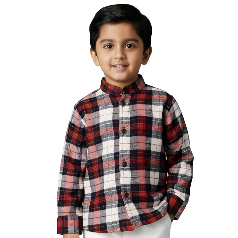 Snowflakes Full Sleeve Shirt With - Black And Red