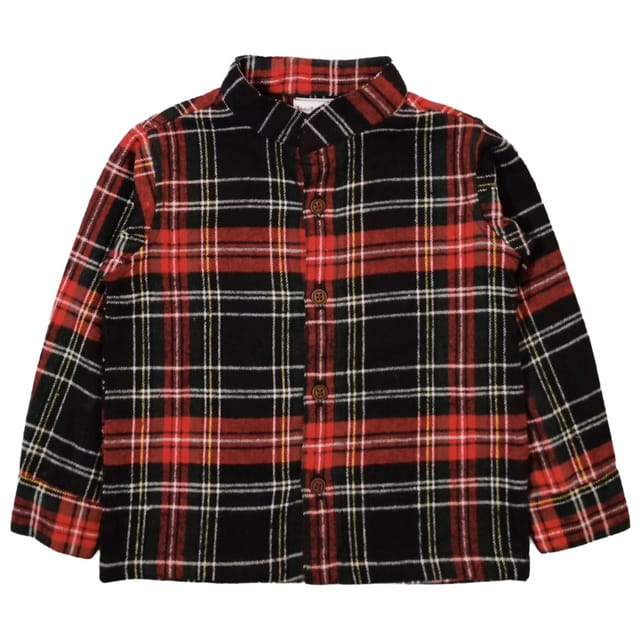 Snowflakes Full Sleeve Shirt With Brushed Cotton Fabric - Black And Red