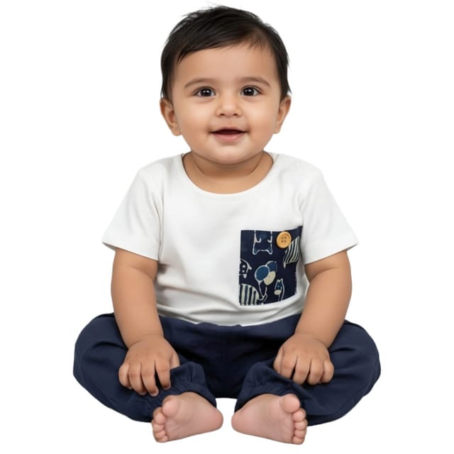 Snowflakes Unisex Infant Jabla Top With Pant Set  - White