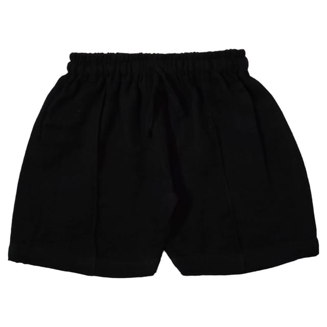 Snowflakes Boys Solid Cotton Shorts - Black