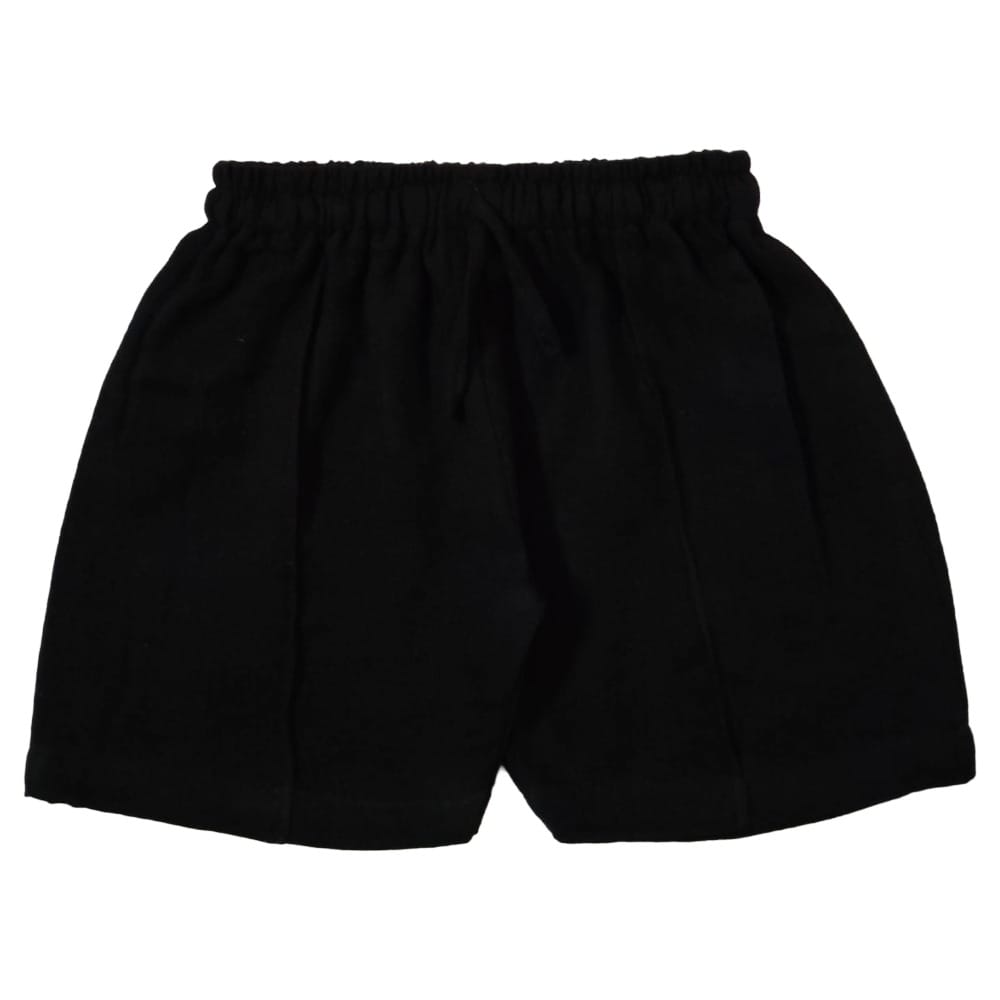 Snowflakes Boys Solid Cotton Shorts - Black