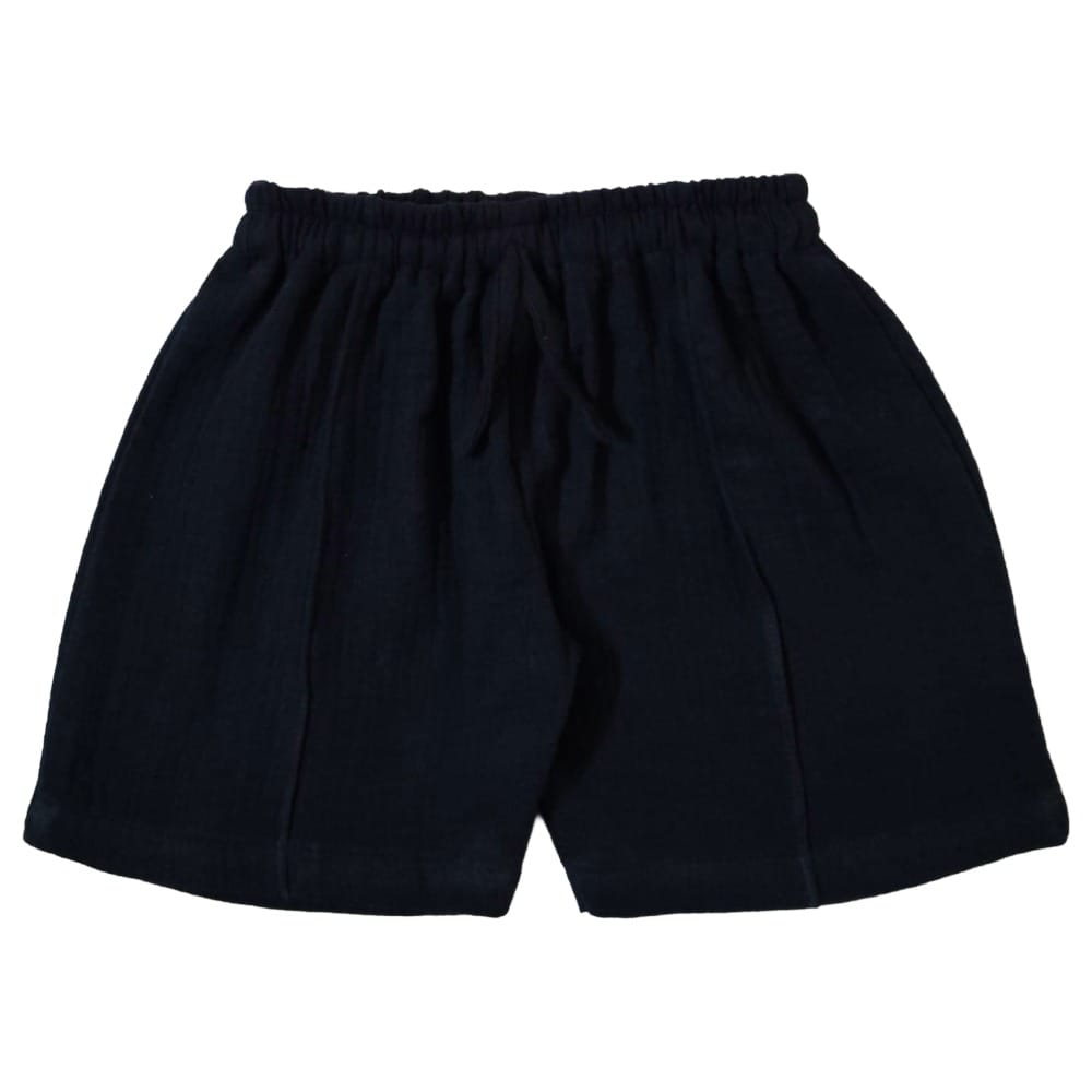 Snowflakes Boys Solid Cotton Shorts - Navy Blue