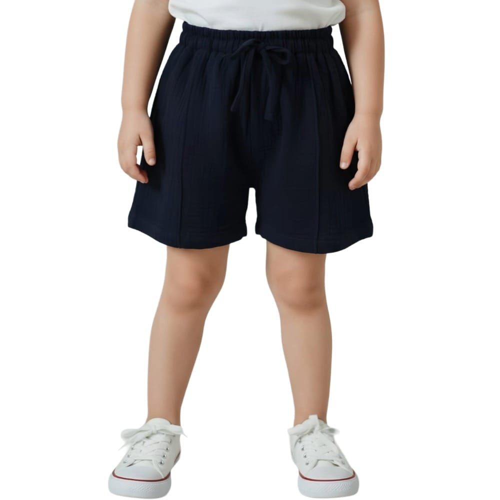 Snowflakes Boys Solid Cotton Shorts - Black