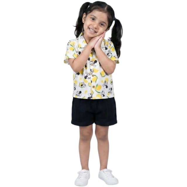 Snowflakes Unisex Cotton, Double Muslin Co-Ord Set - White And Black