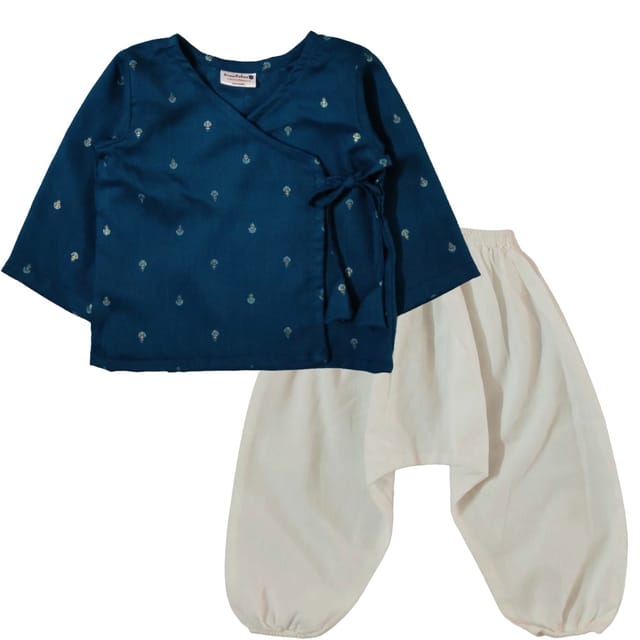 Snowflakes Unisex Infant Jabla Top With Pant Set - Blue And White
