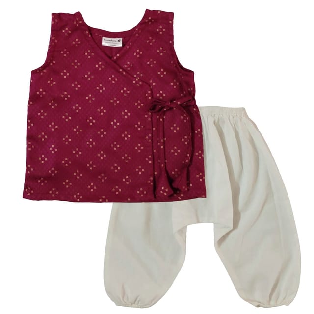 Snowflakes Unisex Infant Jabla Top With Pant Set - Red And White