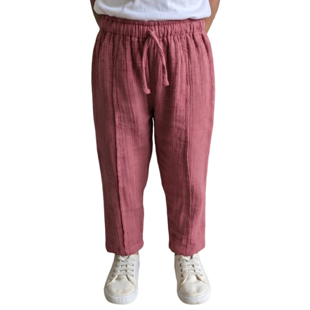 Snowflakes Unisex Cotton Trousers - Brick Pink
