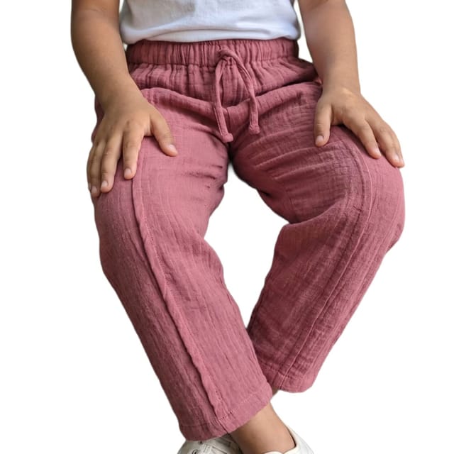 Snowflakes Unisex Cotton Trousers - Brick Pink