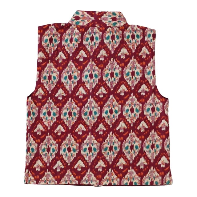Snowflakes Boys, Cotton Waistcoat - Red