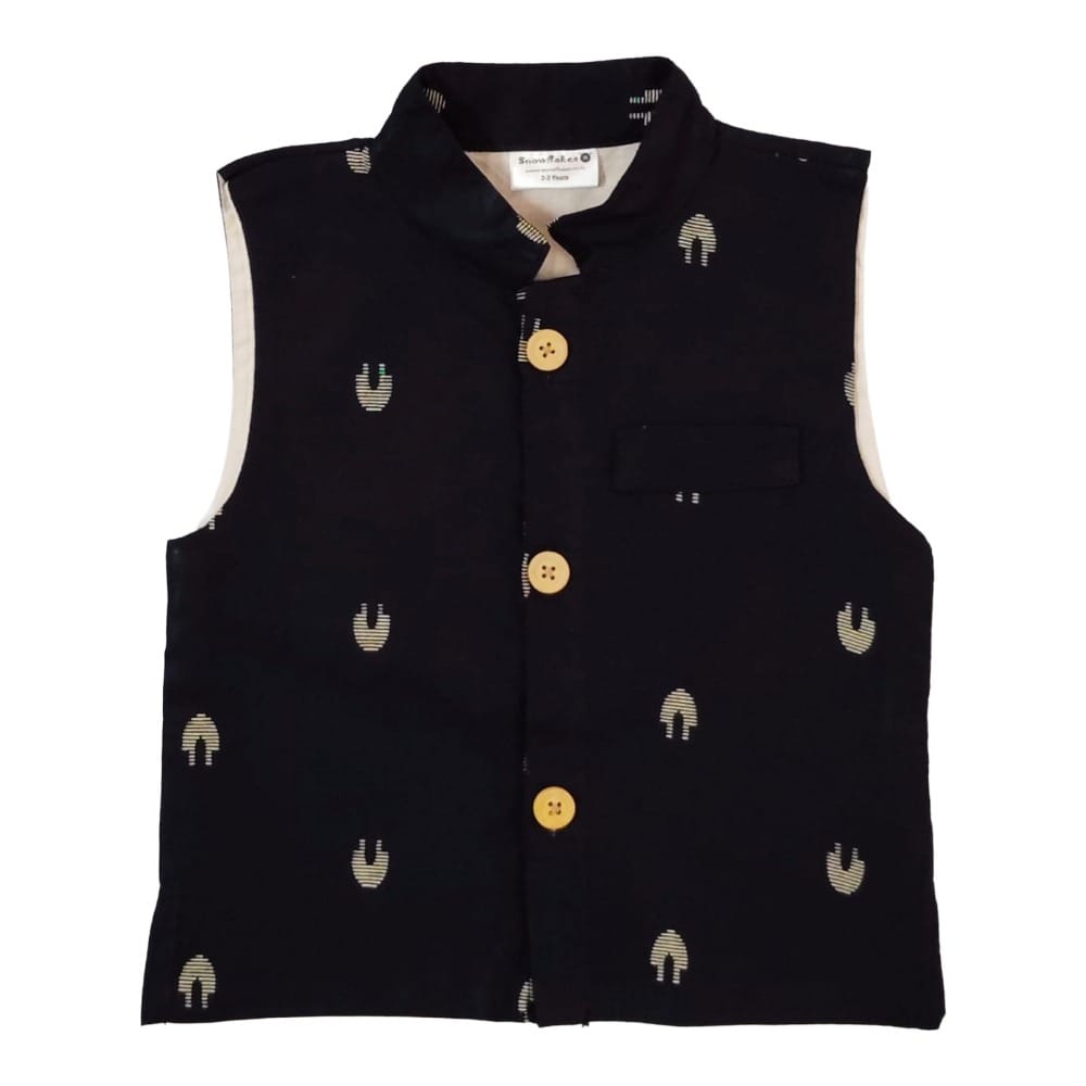 Snowflakes Boys, Cotton Waistcoat - Navy Blue