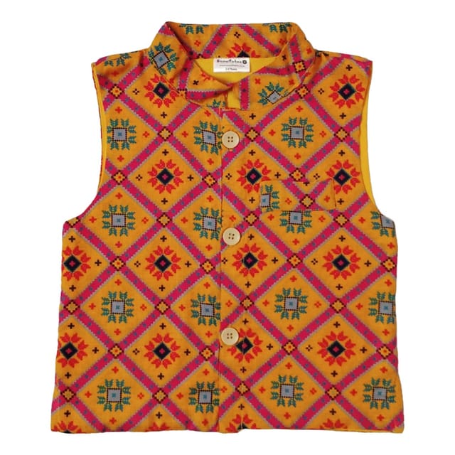 Snowflakes Boys, Cotton Waistcoat - Orange