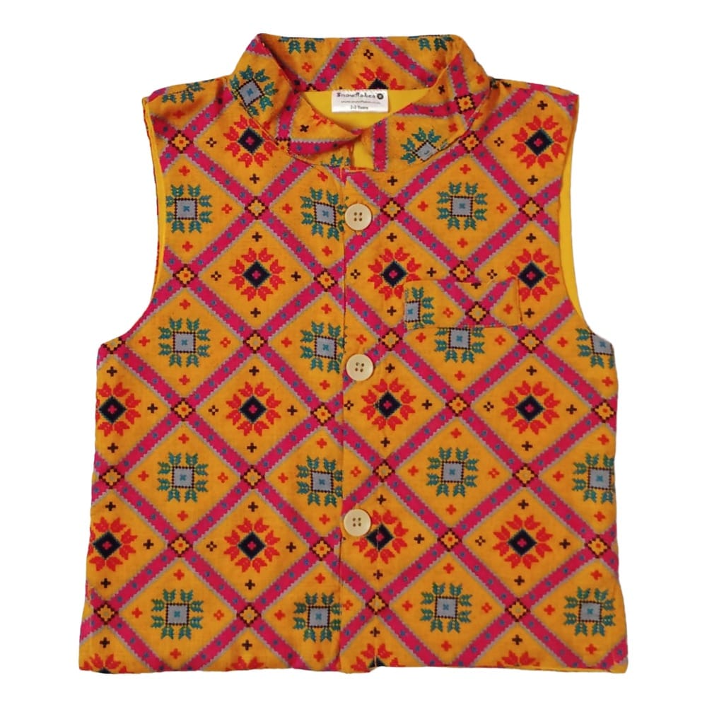 Snowflakes Boys, Cotton Waistcoat - Orange