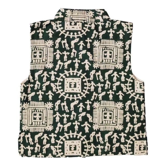 Snowflakes Boys, Cotton Waistcoat - Green